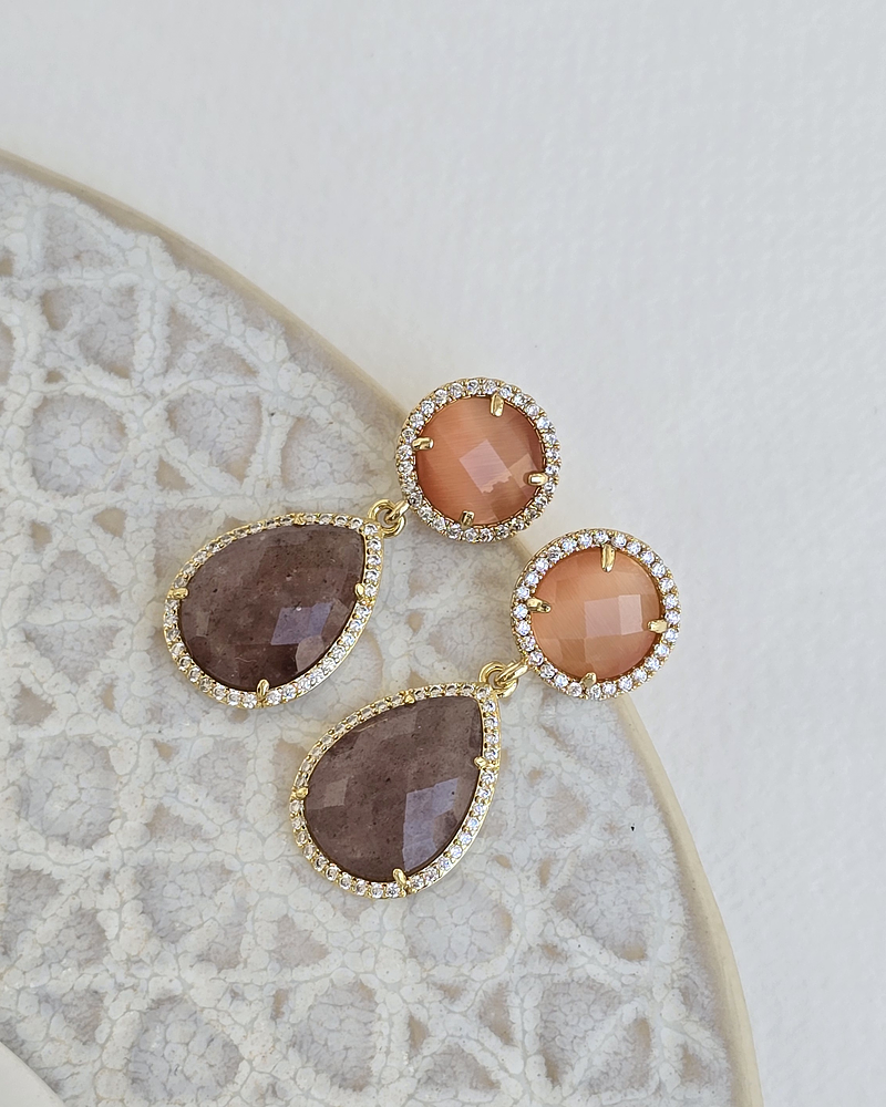 Piedra luna naranja y piedra terracota