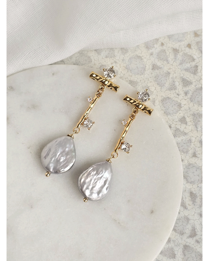 Aros circonitas y perla natural