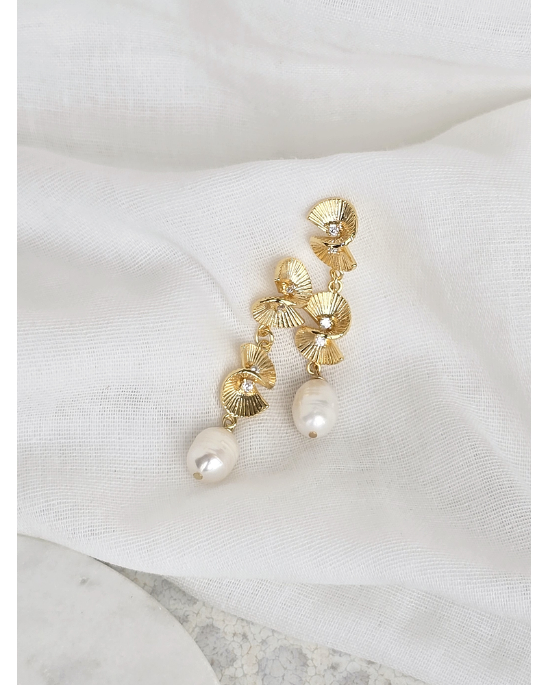 Aros espirales con perla