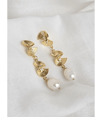 Aros espirales con perla