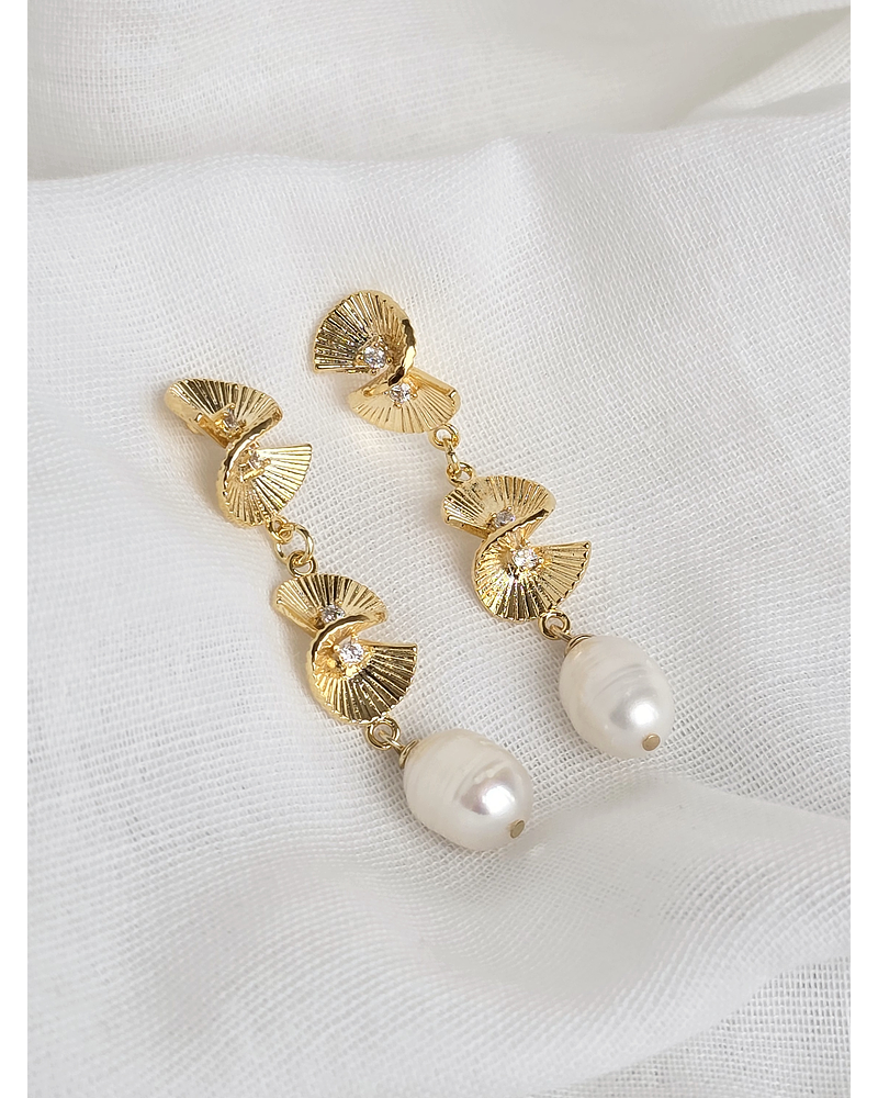 Aros espirales con perla