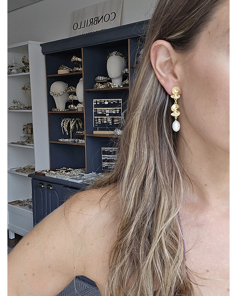 Aros espirales con perla