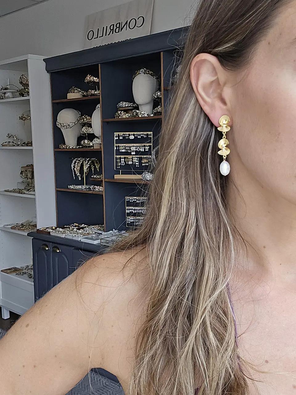 Aros espirales con perla 3