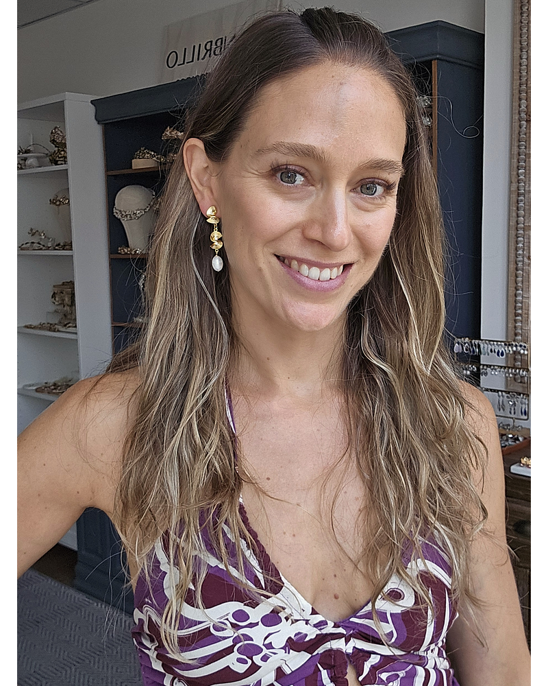 Aros espirales con perla