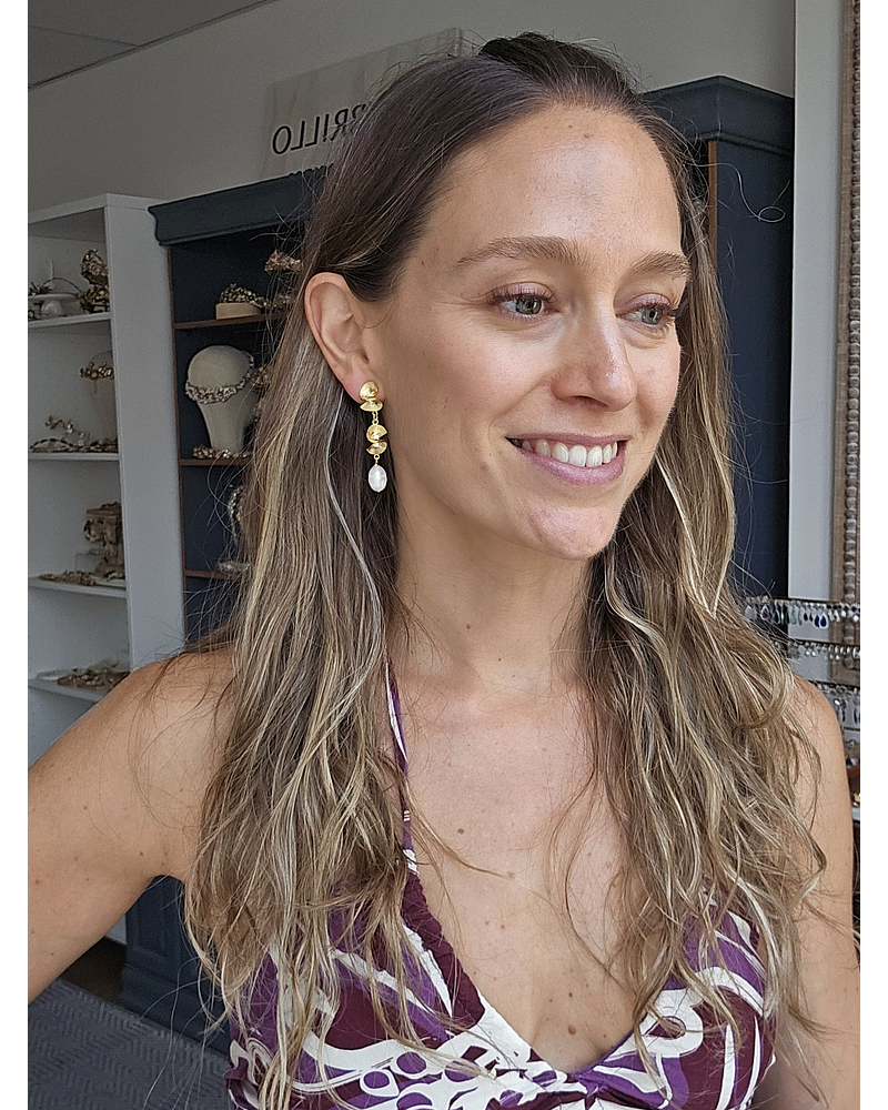 Aros espirales con perla