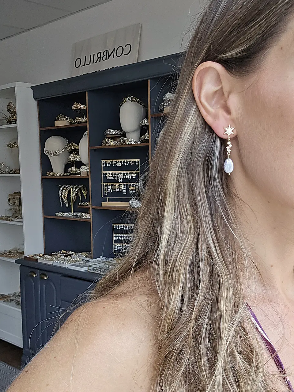 Aros estrellas circonitas con perla natural 3