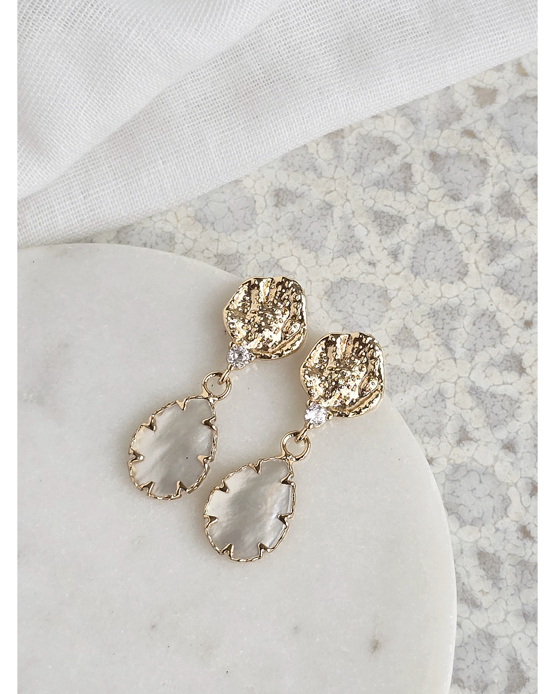 Aros con circonita y nácar