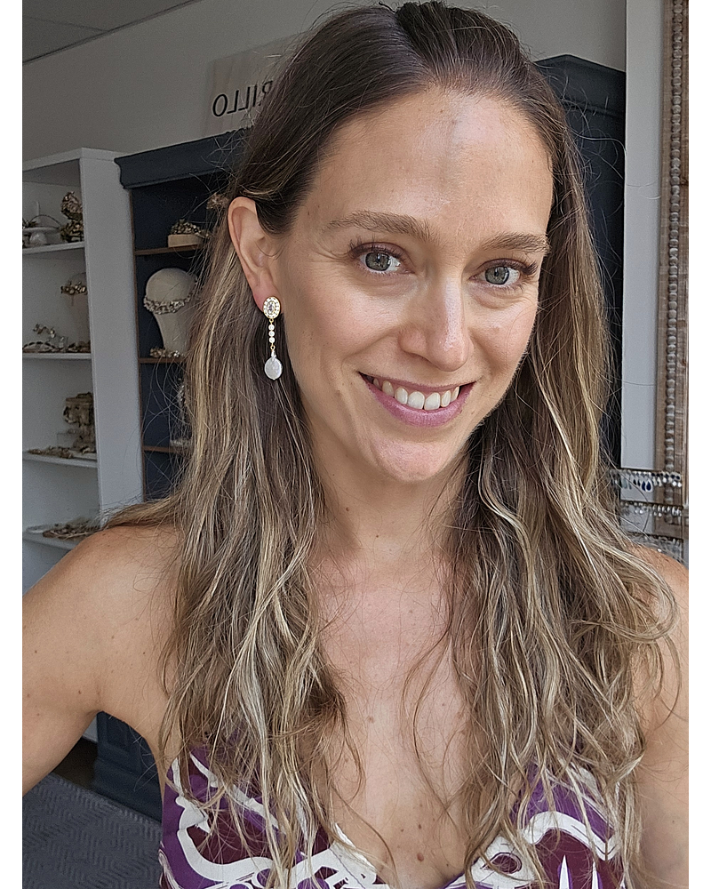 Aros retro circonitas y perla natural