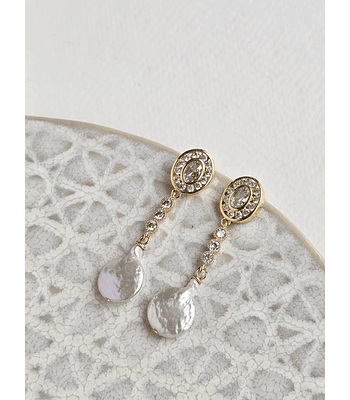 Aros retro circonitas y perla natural