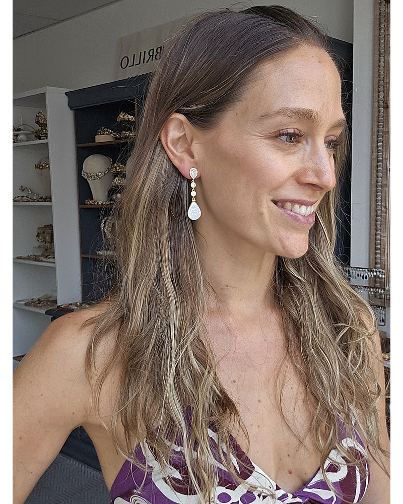 Aros circonitas y perla natural barroca