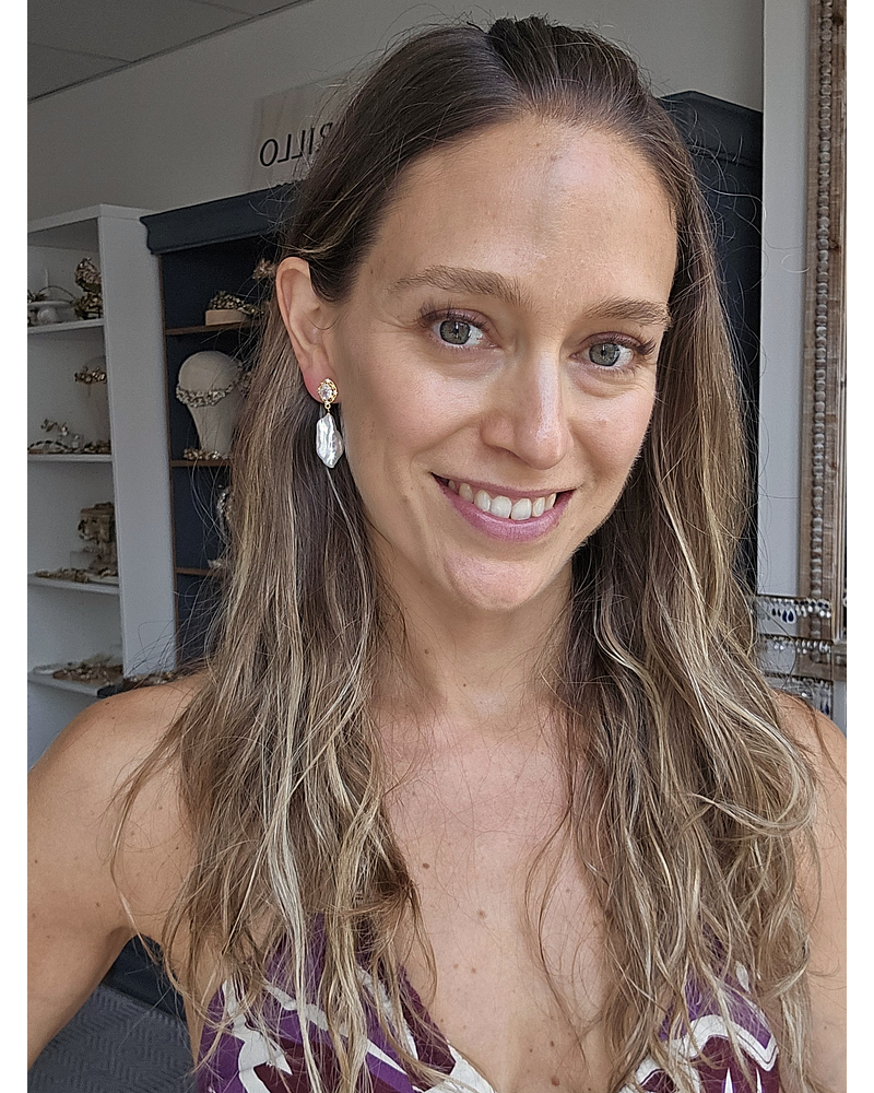 Aros vintage con perla natural barroca