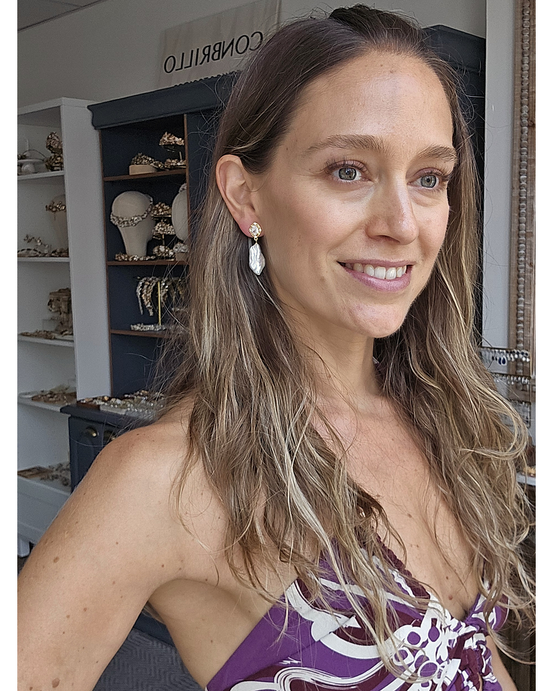 Aros vintage con perla natural barroca