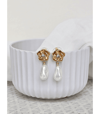 Aros flor con perla