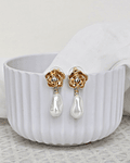 Aros flor con perla