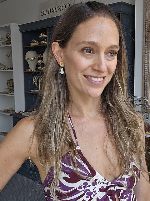 Aros flor con perla
