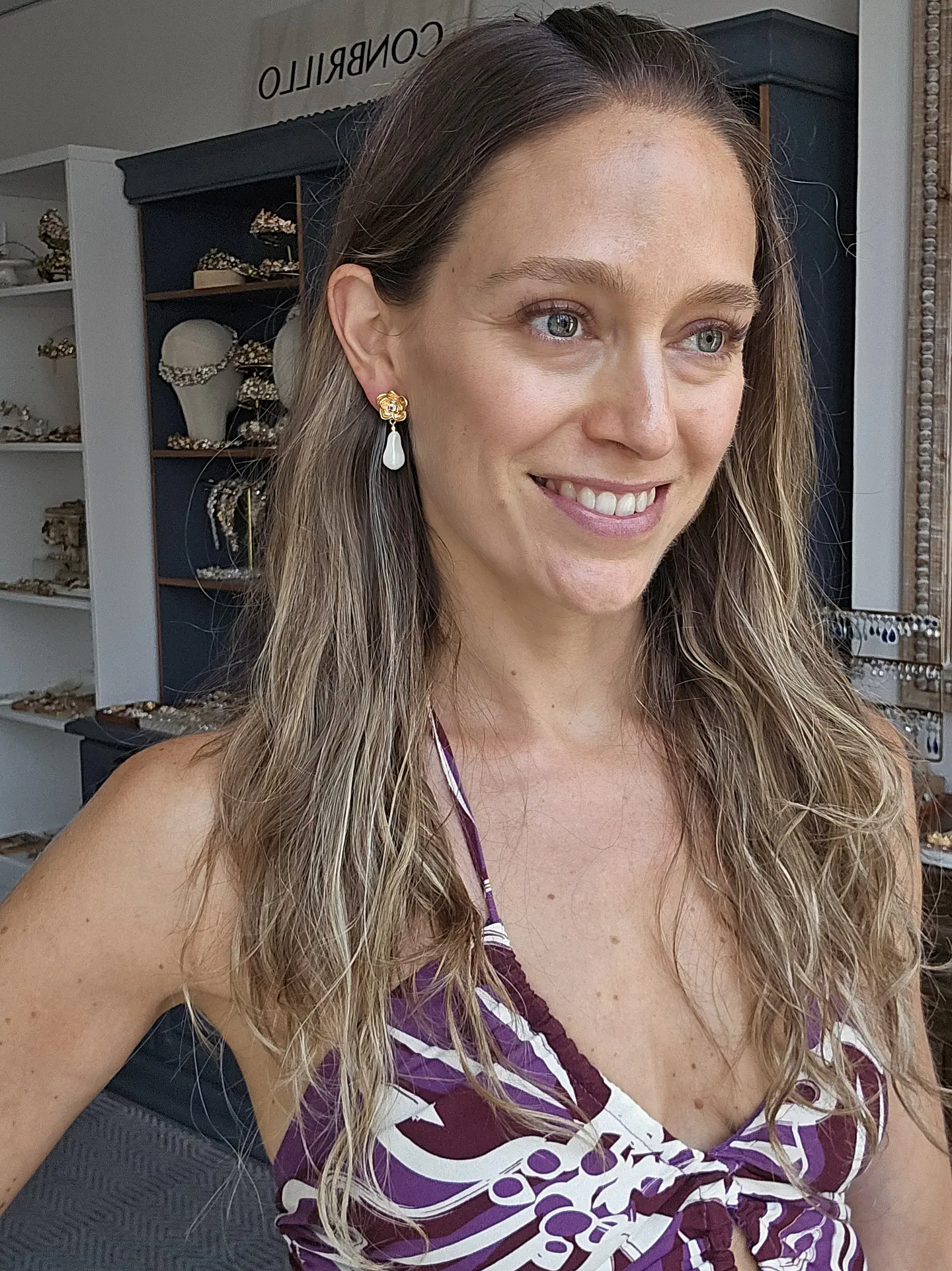 Aros flor con perla 2