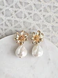 Aros flor con perla  - Miniatura 1