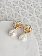 Aros flor con perla  - Miniatura 2