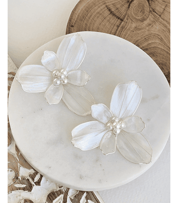 Aros flor anacarada plata