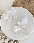 Aros flor anacarada plata