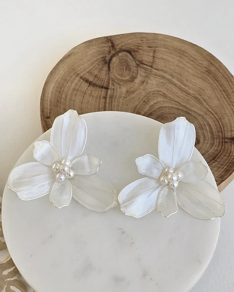 Aros flor anacarada plata