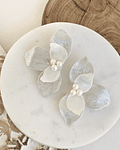 Aros media flor doble anacarada y plata
