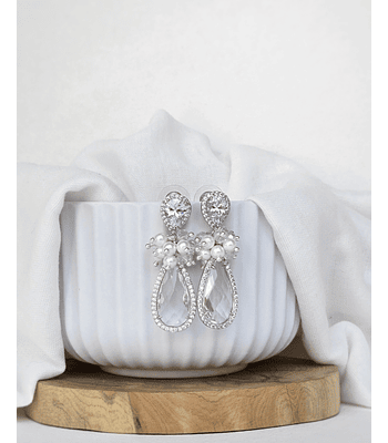 Aros de circonita cristal transparente y racimo