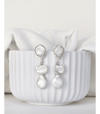 Aros perlas irregulares pequeños