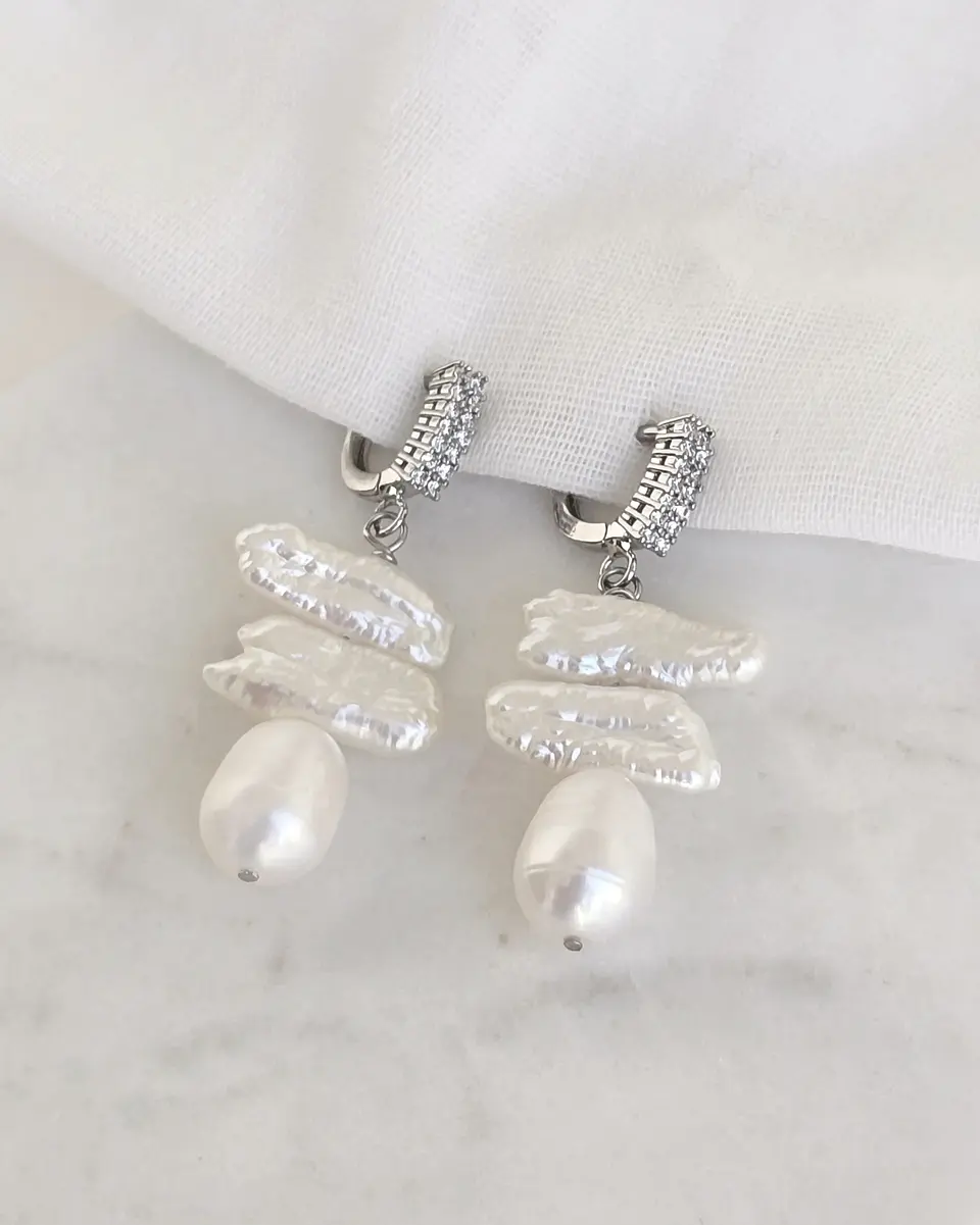 Aros argolla con perlas distintas formas 3