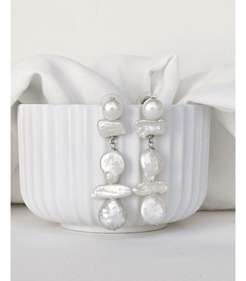 Aros perlas irregulares largos