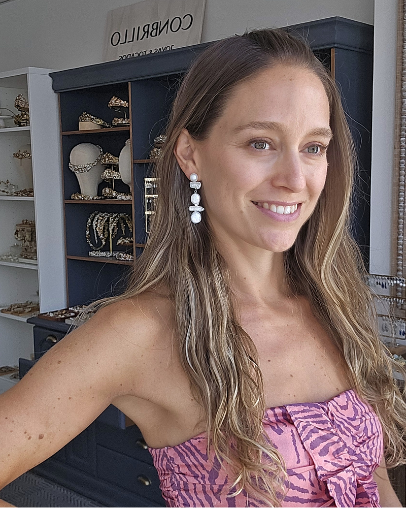 Aros perlas irregulares largos