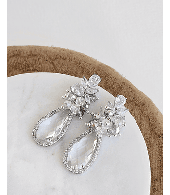 Aros circonita y cristal transparente racimo