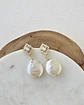 Aros rombo vintage con perla barroca oro - Miniatura 3