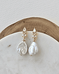 Aros circonita y perla natural oro