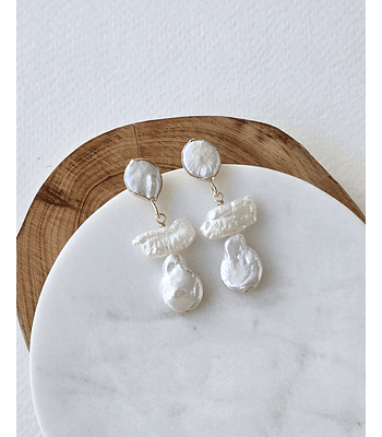 Aros perlas irregulares dorados