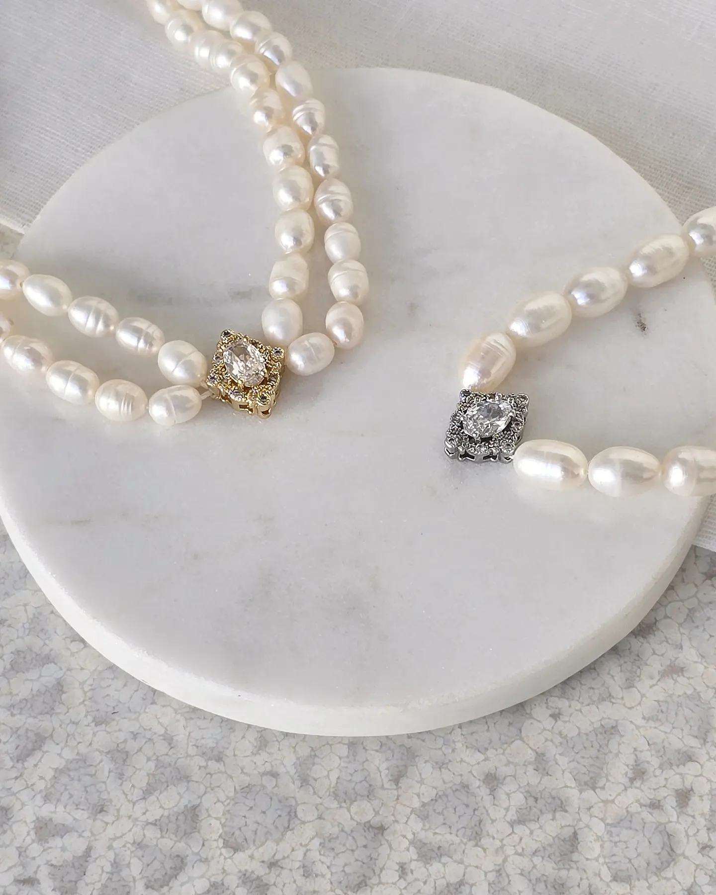 Choker de perlas centro vintage plata 6