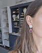 Aros circonitas y piedra natural fucsia - Miniatura 2
