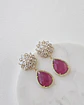 Aros circonitas y piedra natural fucsia - Miniatura 1