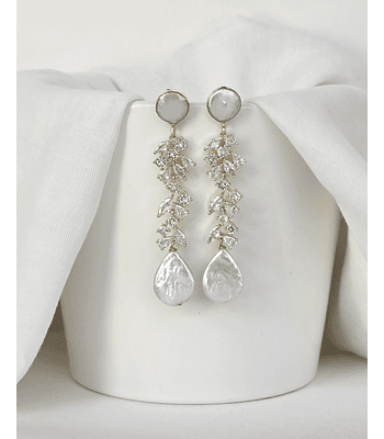 Aros perlas con circonita oro