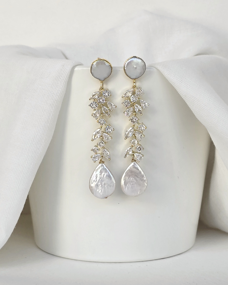 Aros perlas con circonita oro