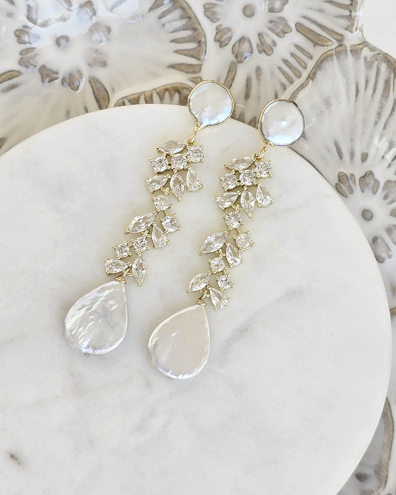 Aros perlas con circonita oro