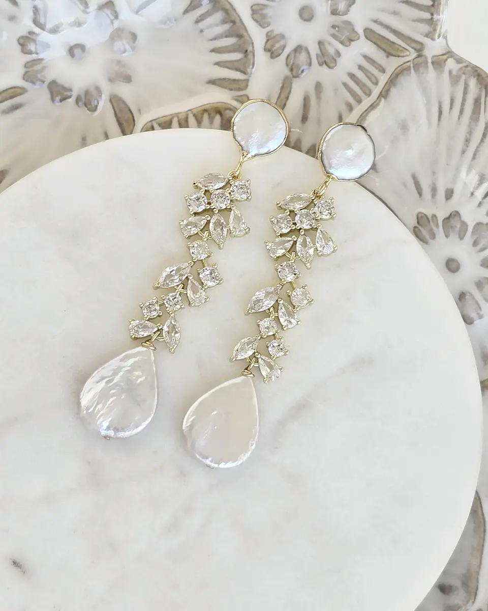Aros perlas con circonita oro 3