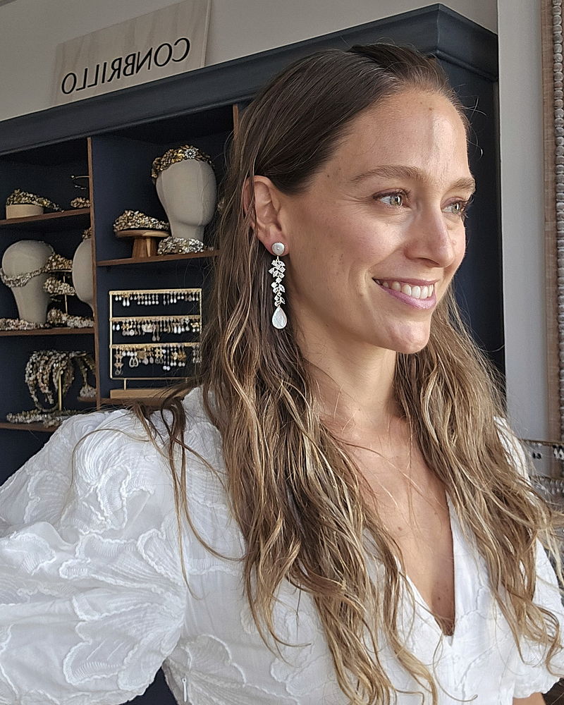 Aros perlas con circonita oro