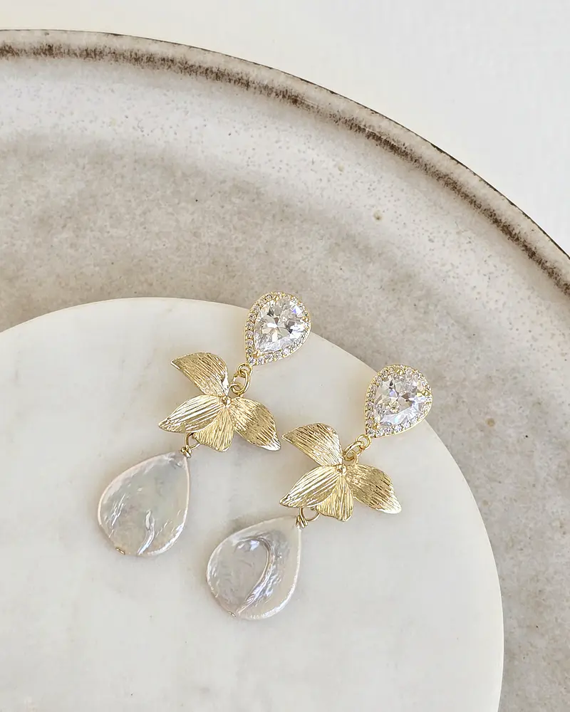 Aros circonita, hoja y perla