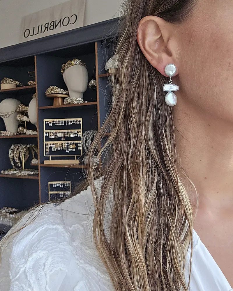 Aros perlas irregulares pequeños