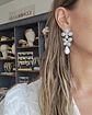 Aros doble flor perla barroca - Miniatura 4