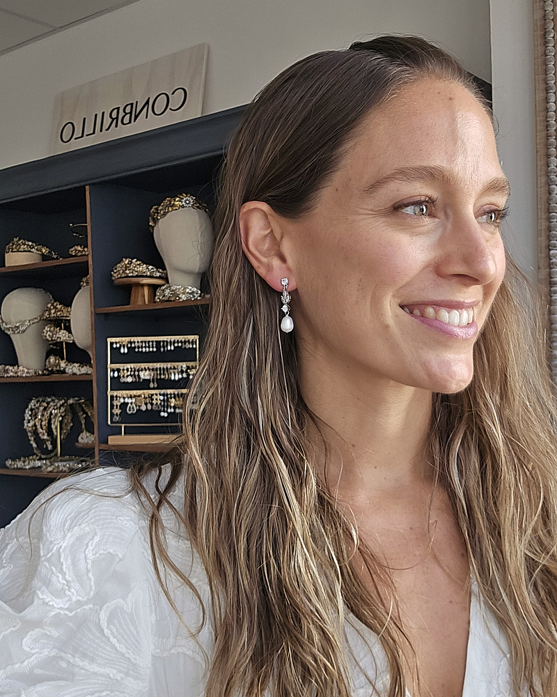 Aros circonita y perla de río