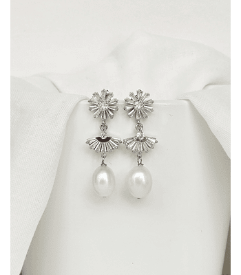 Aros retro circonitas y perla de río