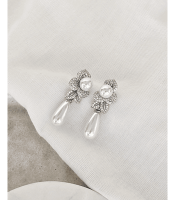 Aros flor microcirconitas y perla