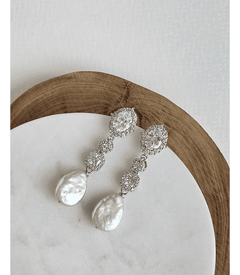 Aros circones y perla natural barroca